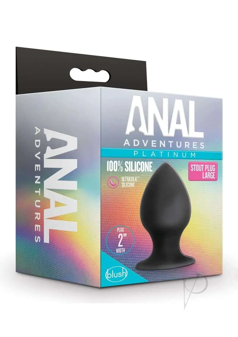 Blush Anal Adventures Platinum Silicone Anal Stout Plug - Large Black - Image 2