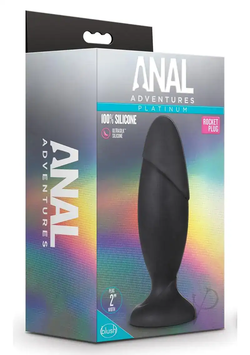 Blush Anal Adventures Platinum Silicone Rocket Plug - Black - Image 2
