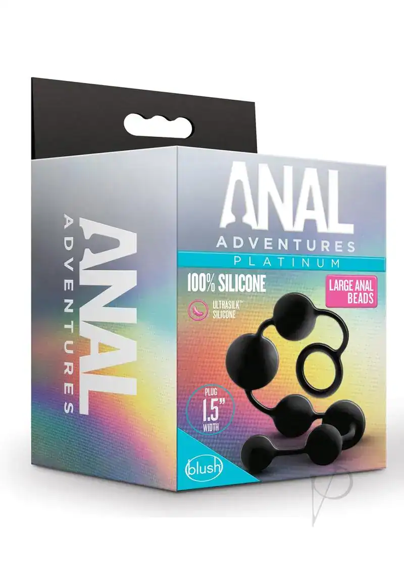 Blush Anal Adventures Platinum Silicone Anal Beads - Large Black - Image 2