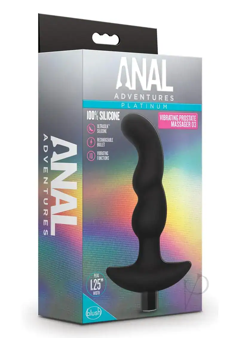 Blush Anal Adventures Platinum Silicone Vibrating Prostate Massager 03 - Black - Image 2