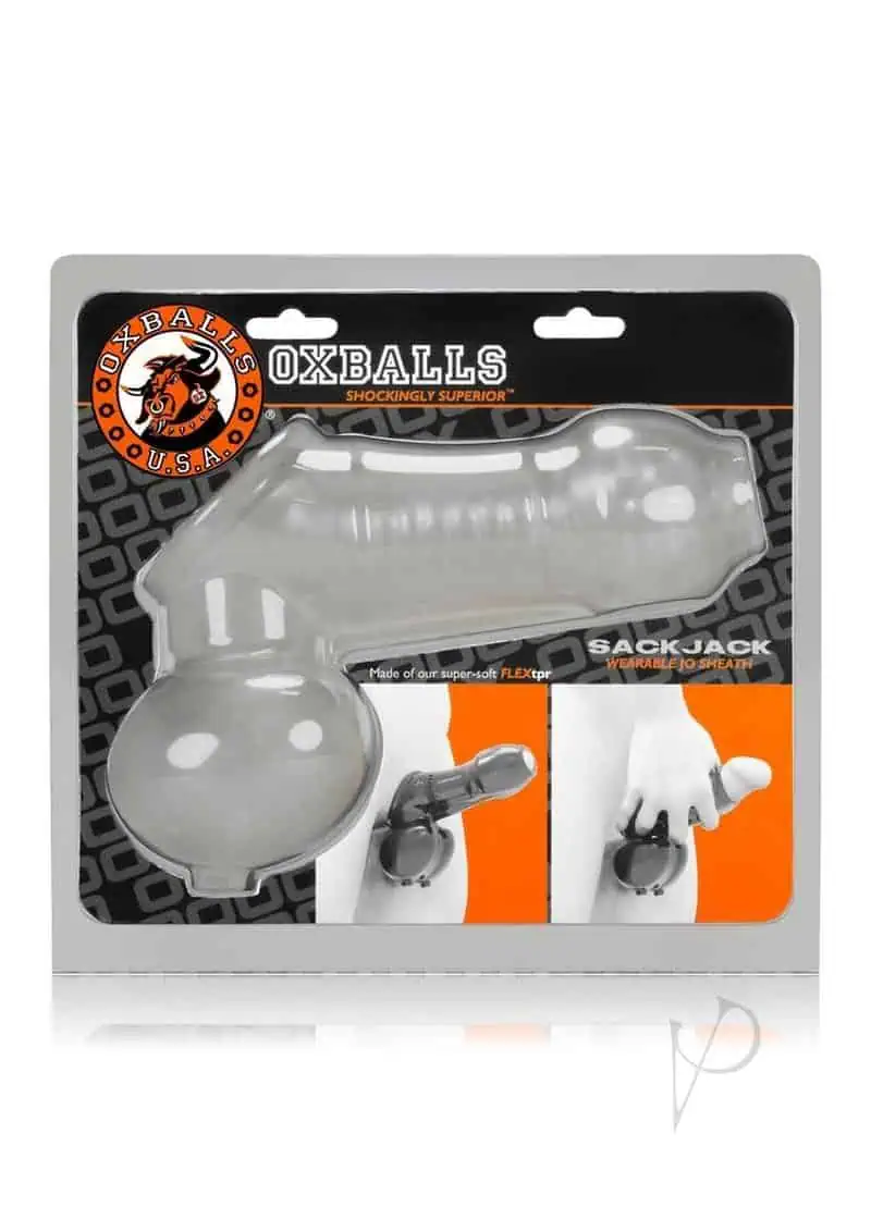 Oxballs Sackjack Wearable Jack Off Sheath - Clear Frost - Image 5