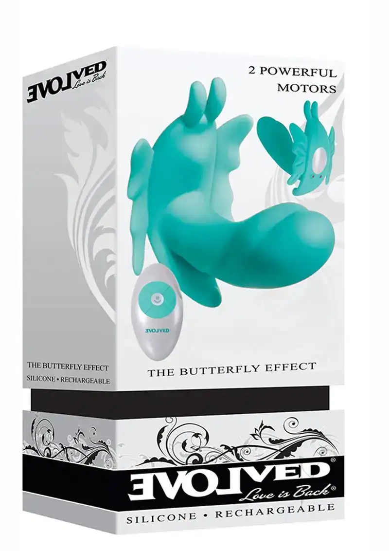 Evolved The Butterfly Effect Rechargeable Dual Stim - Teal - Image 5