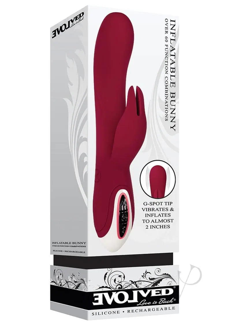 Evolved Inflatable Bunny Dual Stim Rechargeable - Burgundy - Image 5