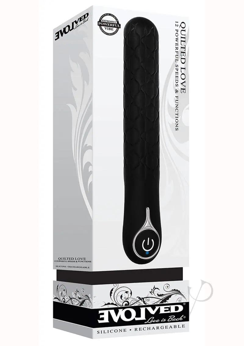 Evolved Quilted Love Rechargeable Vibrator - Black - Image 5