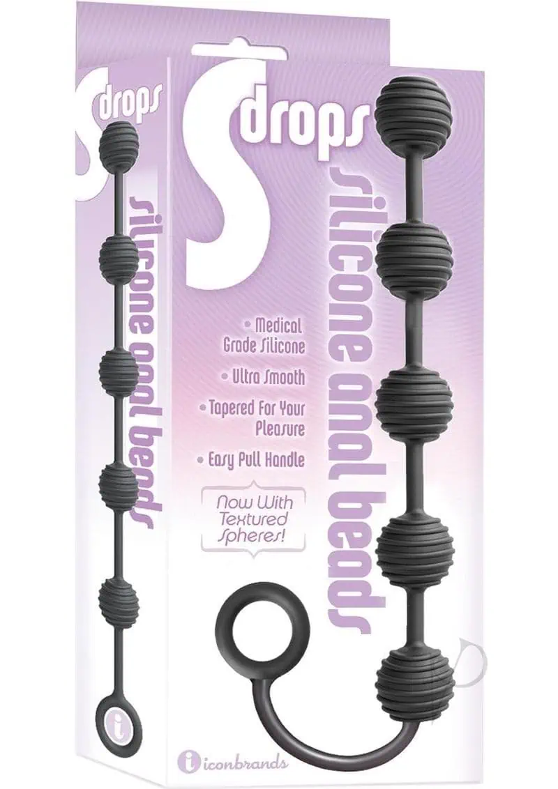 The 9's S Drops Silicone Anal Beads - Black - Image 3