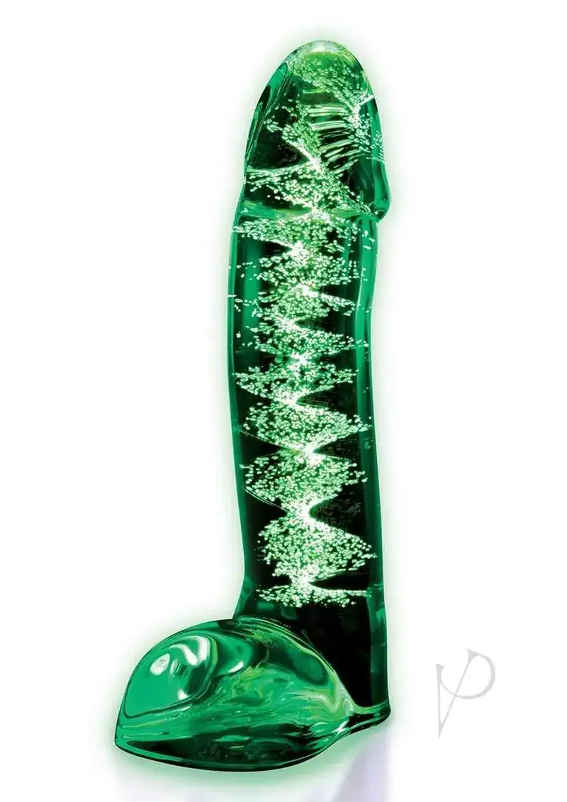 Whipsmart Lifelike Glass Dildo with Balls - 5.5in - Clear / Glow in the Dark - Image 2