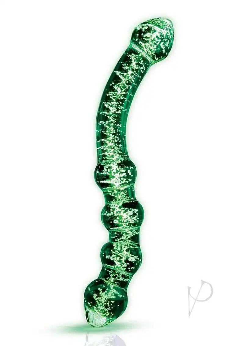 Whipsmart Dual Ended Beaded Glass Dildo 6.5in - Clear / Glow in the Dark - Image 2