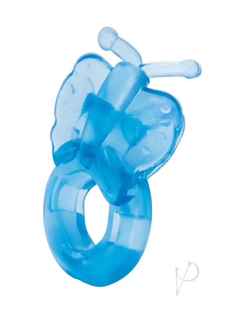 Bodywand Rechargeable Silicone Butterfly Ring - Blue - Image 2