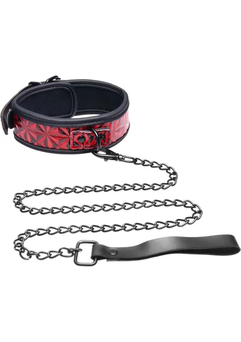 Crimson Tied Chained Collar With Leash - Image 2