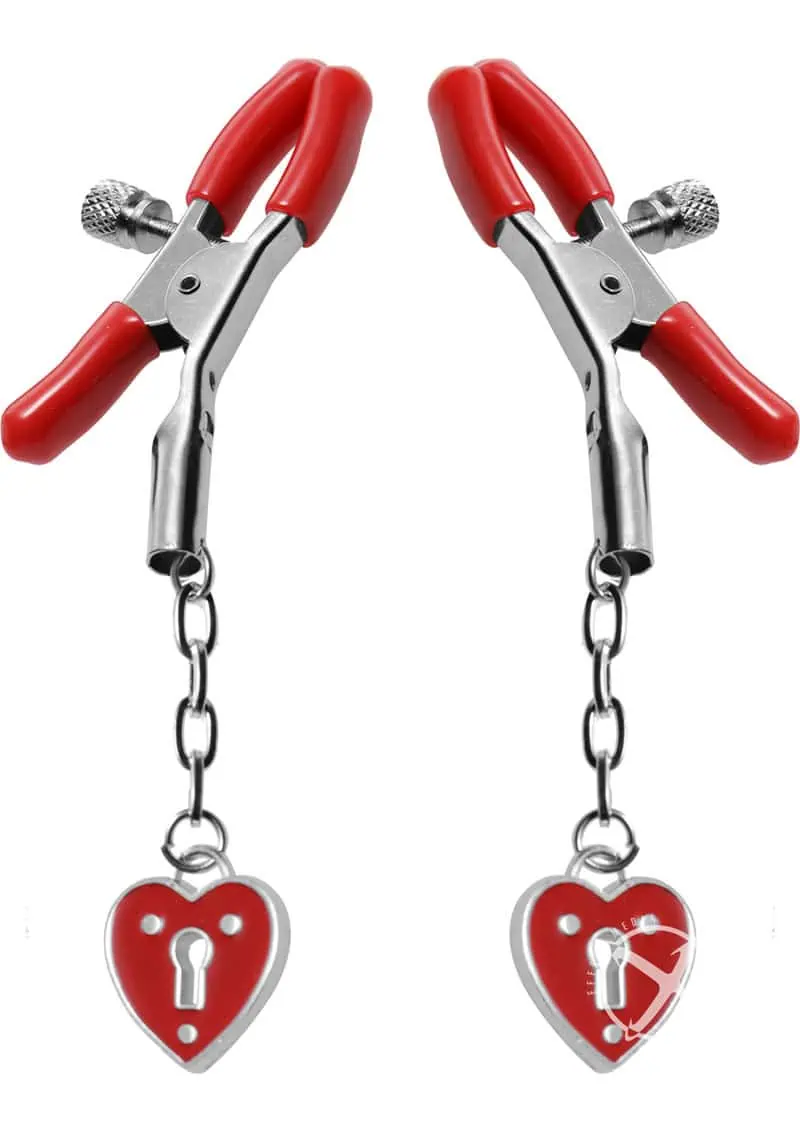Master Series Charmed Heart Padlock Nipple Clamps - Image 5