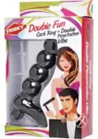 Frisky Double Fun Double Penetration Cock Ring Black 6 Inch - Image 1