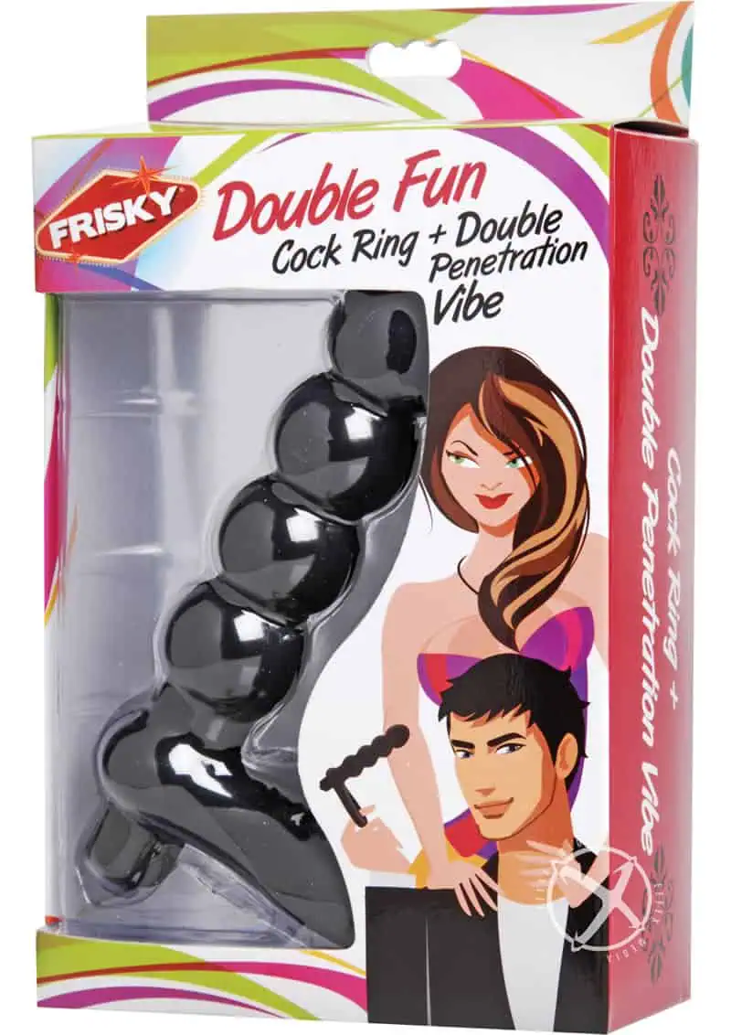 Frisky Double Fun Double Penetration Cock Ring Black 6 Inch - Featured Image