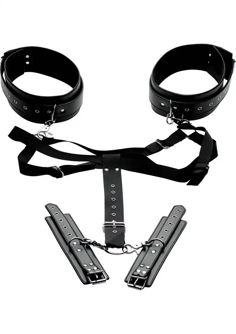 Master Series Acquire Easy Access Thigh Harness w/Wrist Cuffs - Black - Image 2