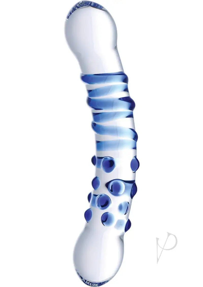Prisms Erotic Glass Blu Dual Ended Glass Dildo Clear And Blue - Image 2