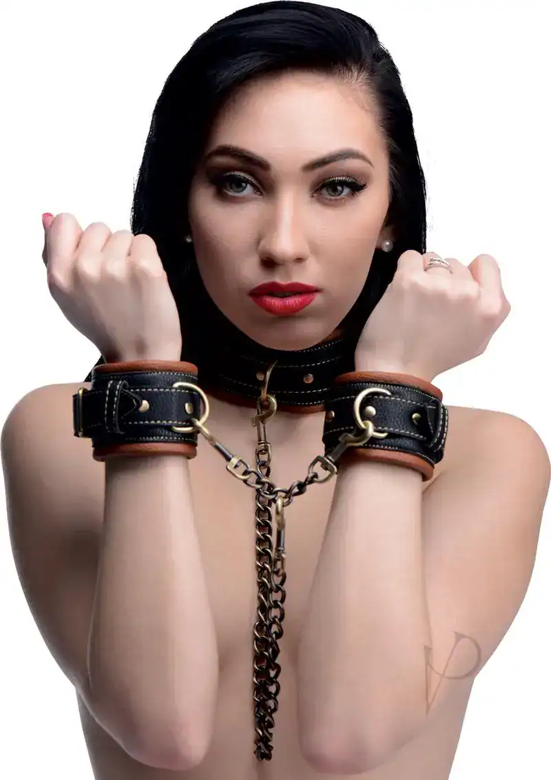 Master Series Coax Collar to Wrist Restraints - Black - Image 2