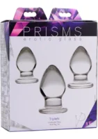 Prisms Erotic Glass Triplets Graduated Glass Anal Plug Set Clear - Image 1
