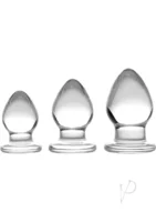 Prisms Erotic Glass Triplets Graduated Glass Anal Plug Set Clear - Image 2