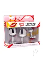 Frisky Chrome Hearts Anal Plugs w/Gem Accents - Pack of 3 - Image 1