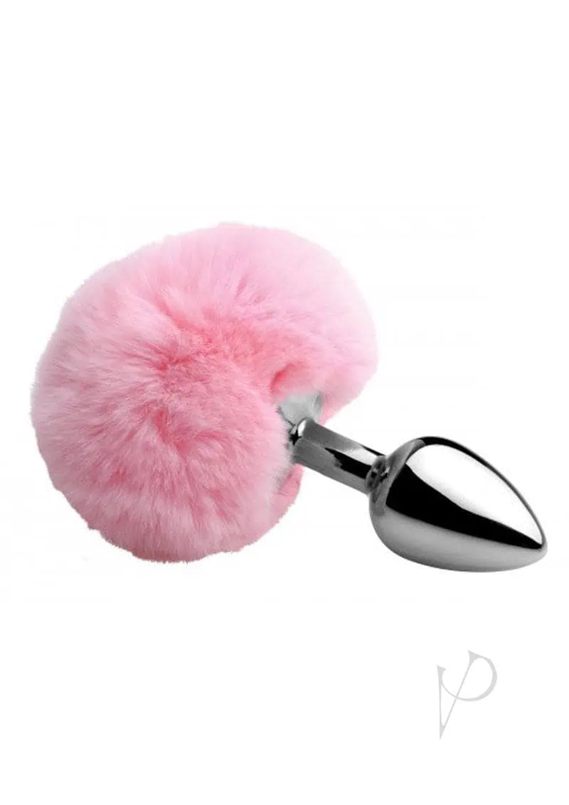 Tailz Fluffy Bunny Tail Anal Plug Pink And Silver - Image 2