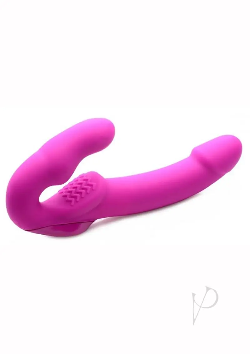 Strap U Evoke Rechargeable Vibrating Silicone Strapless Strap On - Pink - Image 2
