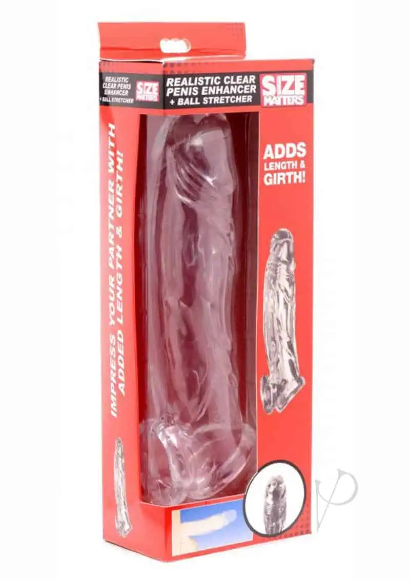 Size Matters Realistic Penis Enhancer and Ball Stretcher - Clear - Image 3