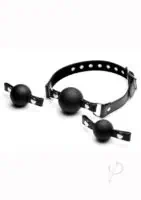 Strict Silicone Interchangeable Ball Gag Set Black - Image 2