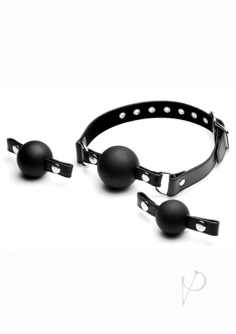 Strict Silicone Interchangeable Ball Gag Set Black - Image 2
