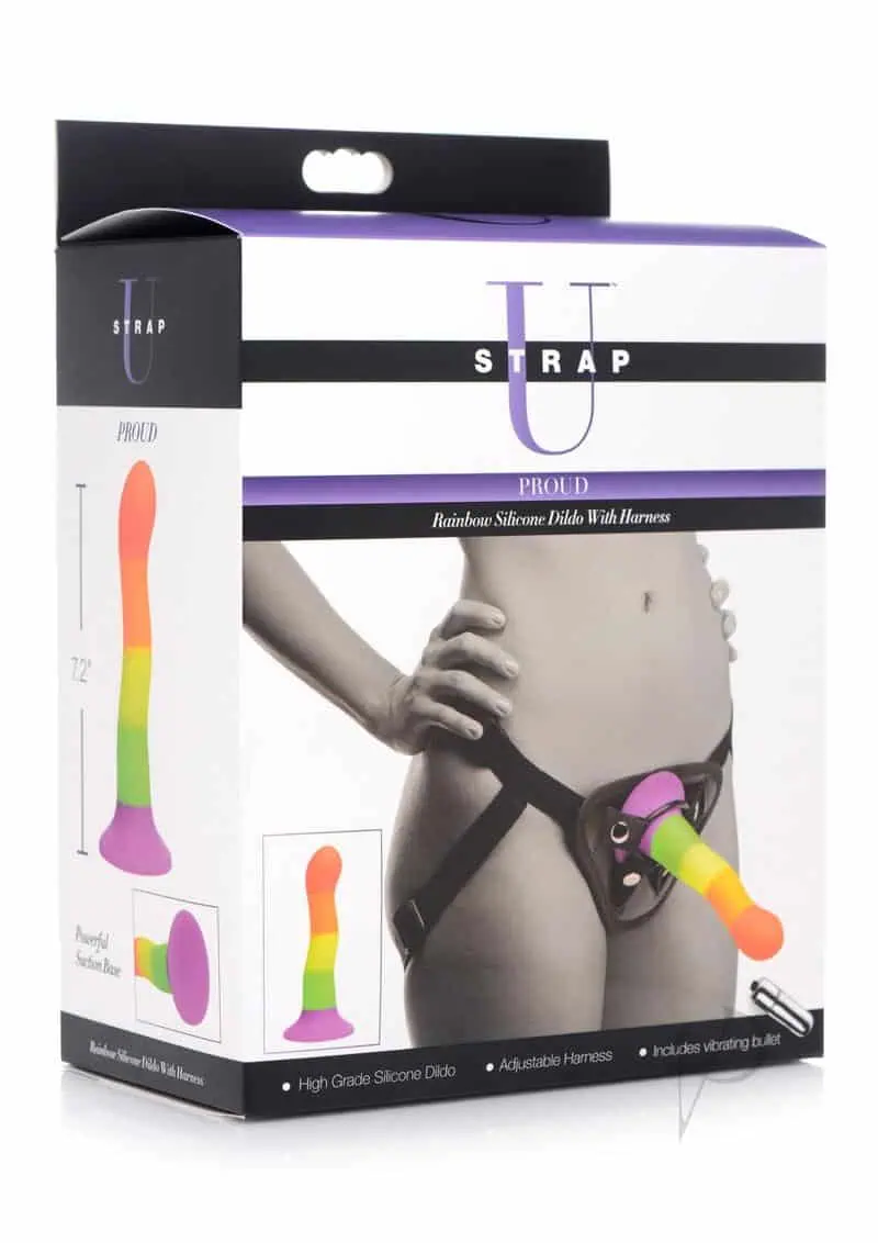 Strap U Proud Rainbow Dildo W/harness - Image 5