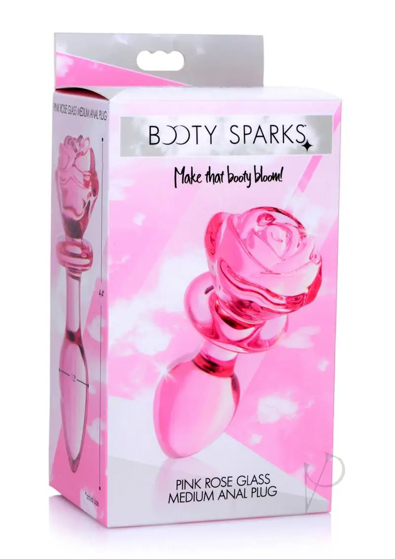 Booty Sparks Pink Rose Glass Plug Md - Featured Image
