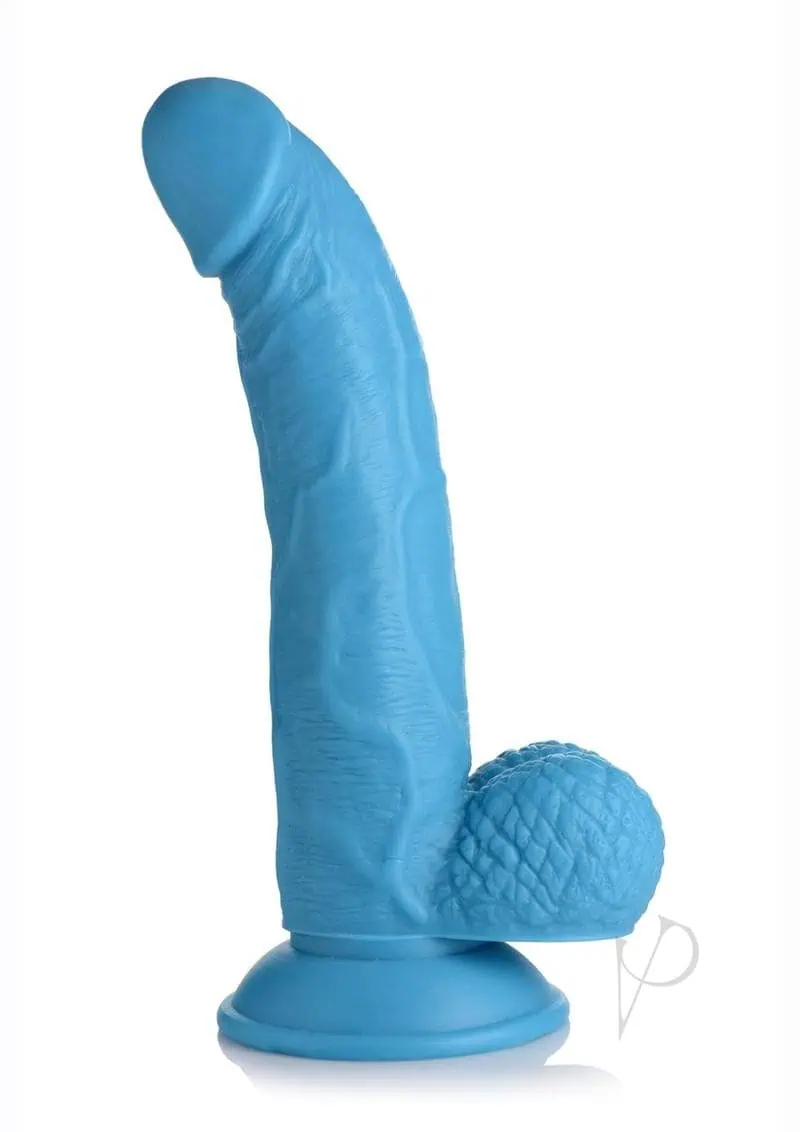Pop Peckers Dildo W/balls 7.5 Blue - Image 2