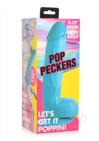 Pop Peckers Dildo W/balls 8.25 Blue - Image 1