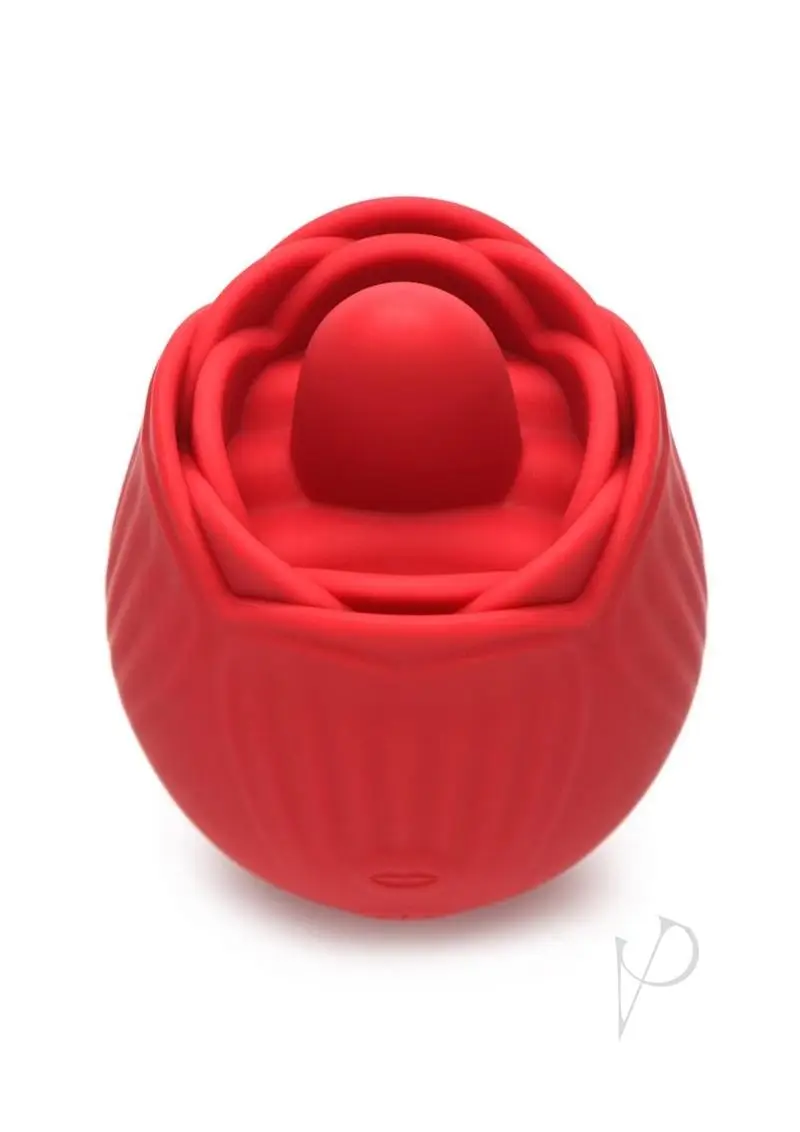 Inmi Bloomgasm French Rose Silicone Rechargeable Licking and Vibrating Clitoral Stimulator - Red - Image 2