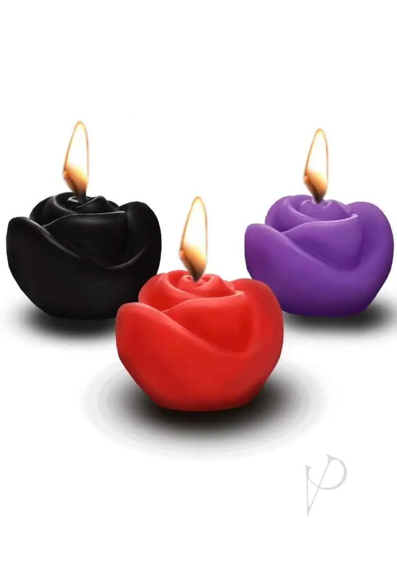 Fire Garden Rose Candle Set 3 piece Set - Black/Purple/Red - Image 2