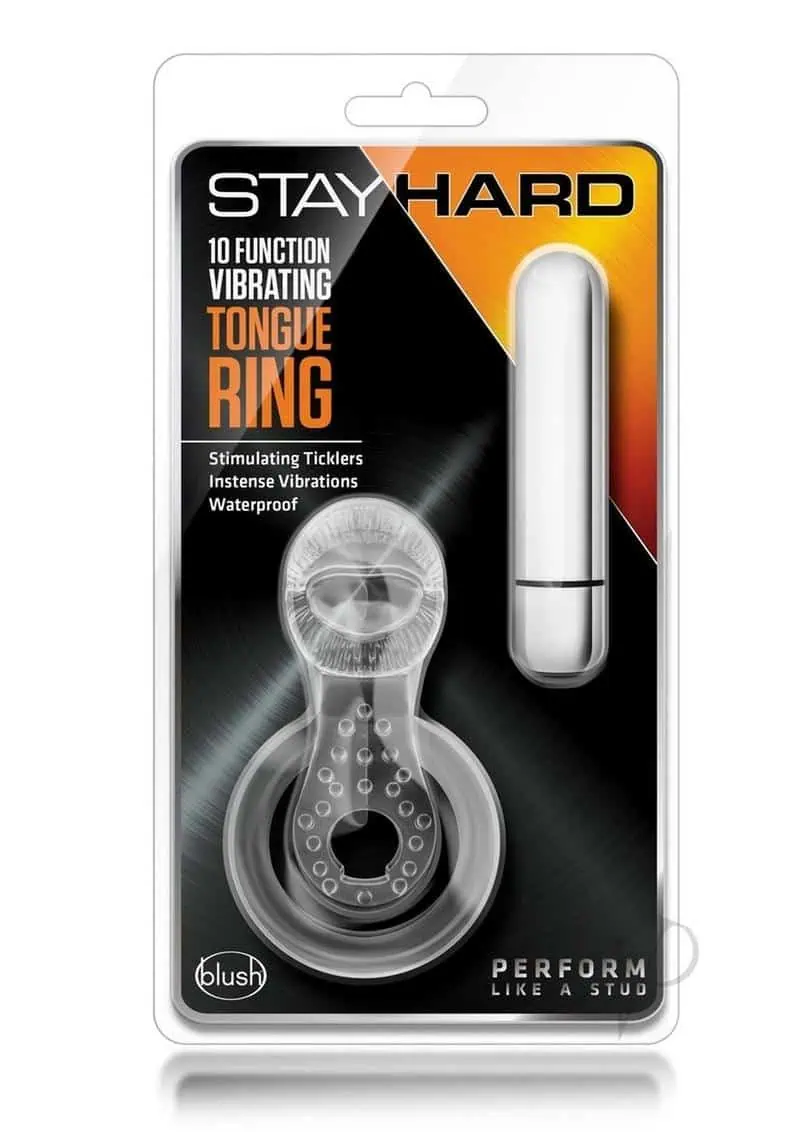 Blush Stay Hard Vibrating Tounge Ring - 10 Function Clear - Image 5