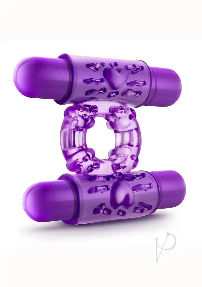 Blush Play With Me Double Play Dual Vibrating Cockring - Purple - Image 2