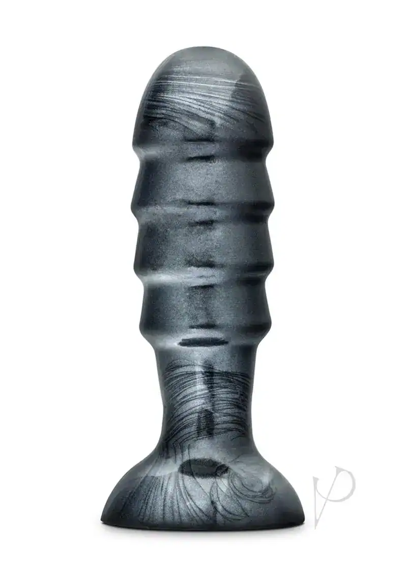 Jet Bruiser Textured Butt Plug With Suction Cup Carbon Metallic Black 7.5 Inches - Image 2