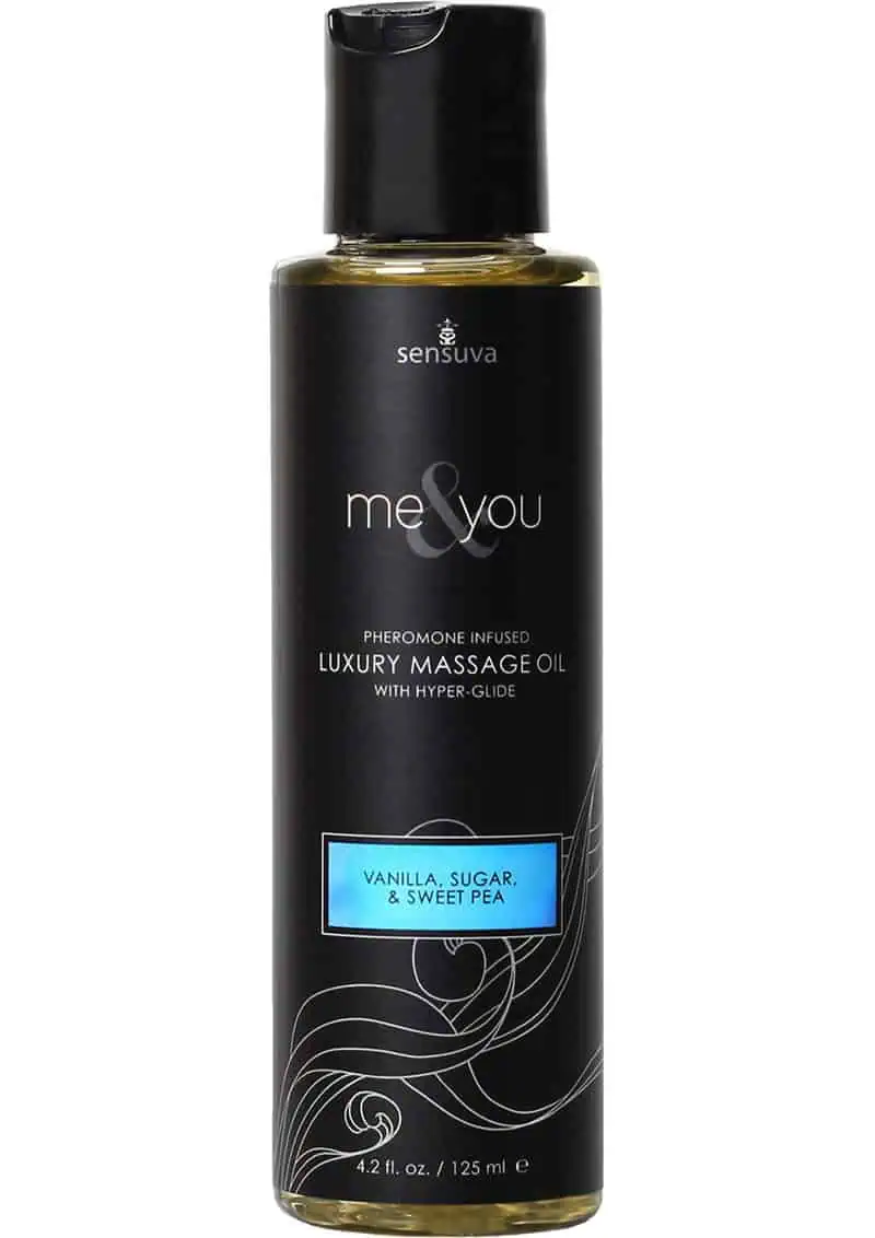 Sensuva Me & You Massage Oil - 4.2 oz Vanilla Sugar Sweet Pea - Image 3