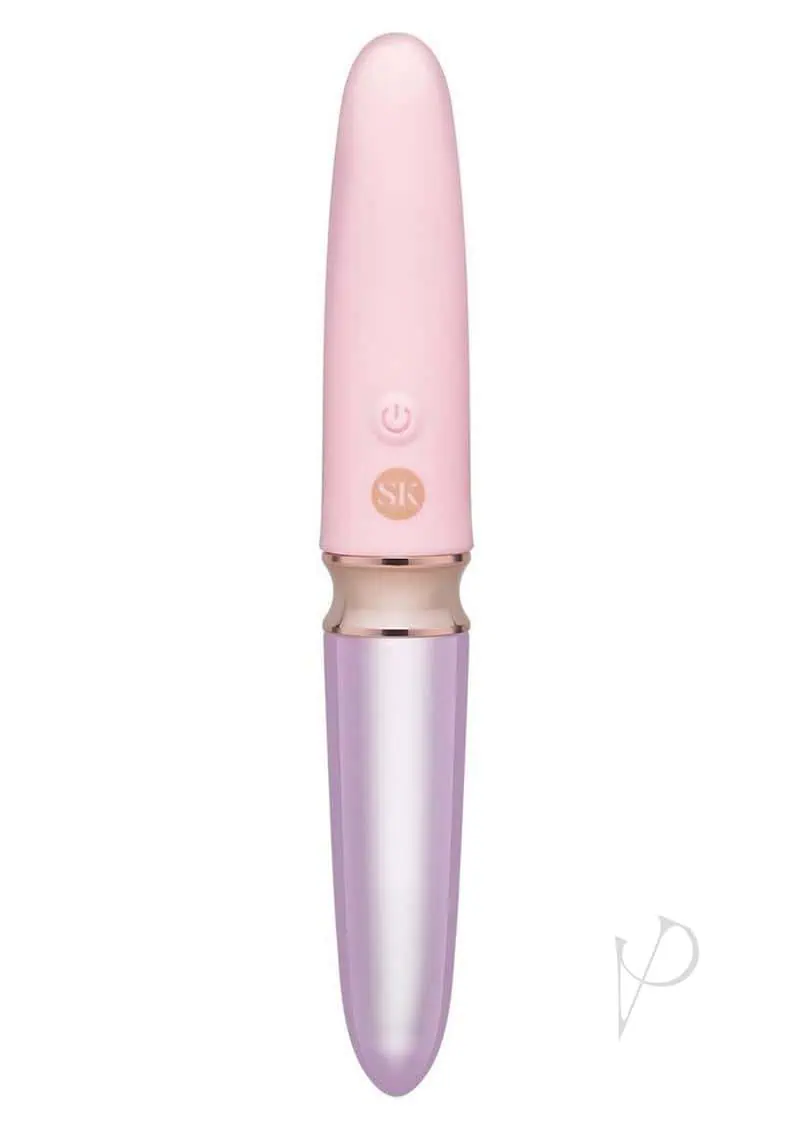 Secret Kisses Glass Lipstick Rechargeable Silicone Dual End Vibrator - Pink/Clear - Image 2