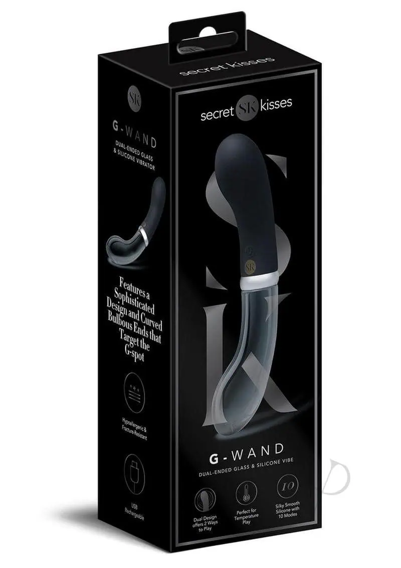 Secret Kisses Glass G Rechargeable Silicone Wand - Black/Clear - Featured Image