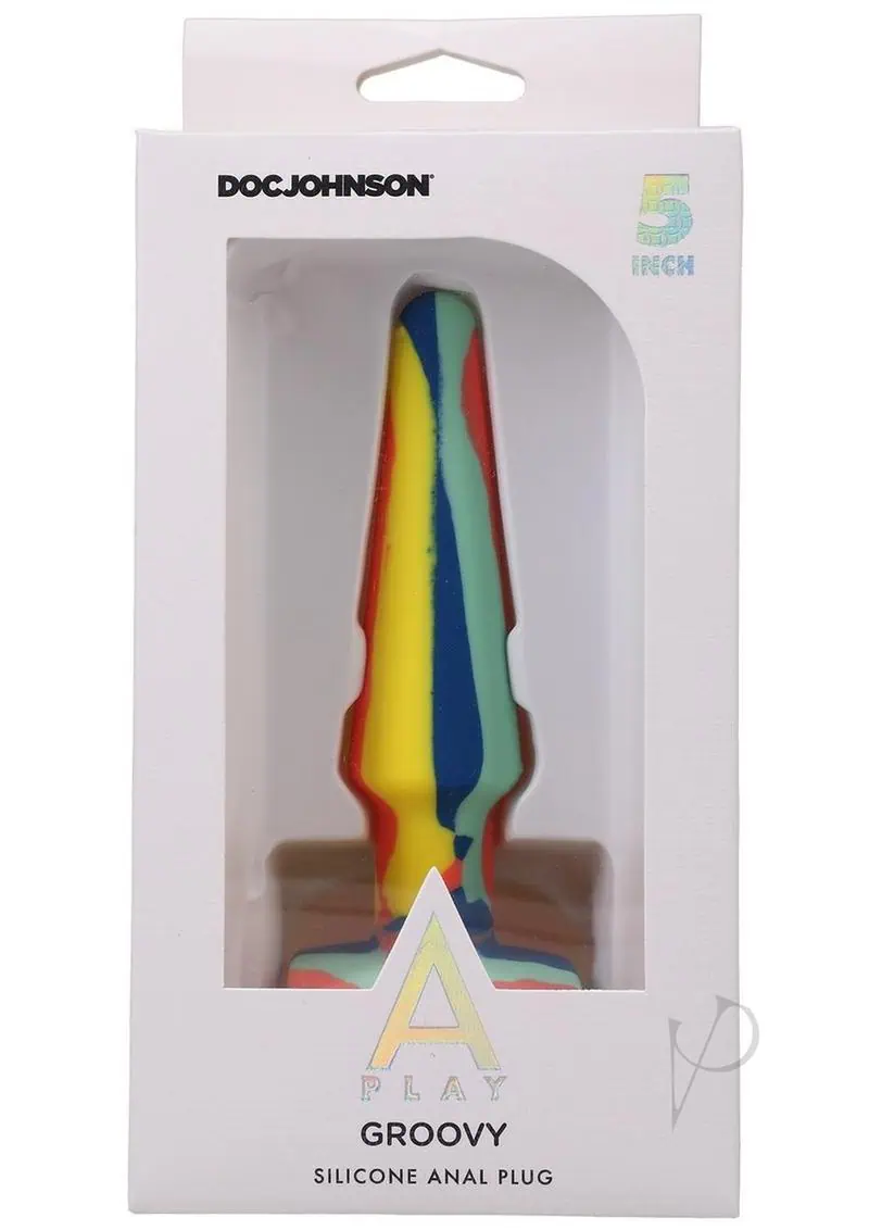A-Play Groovy Silicone Anal Plug 5 inch - Teal/Orange - Featured Image