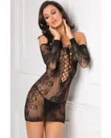 Rene Rofe Tie Breaker Long Sleeve Dress Black O/S - Image 1