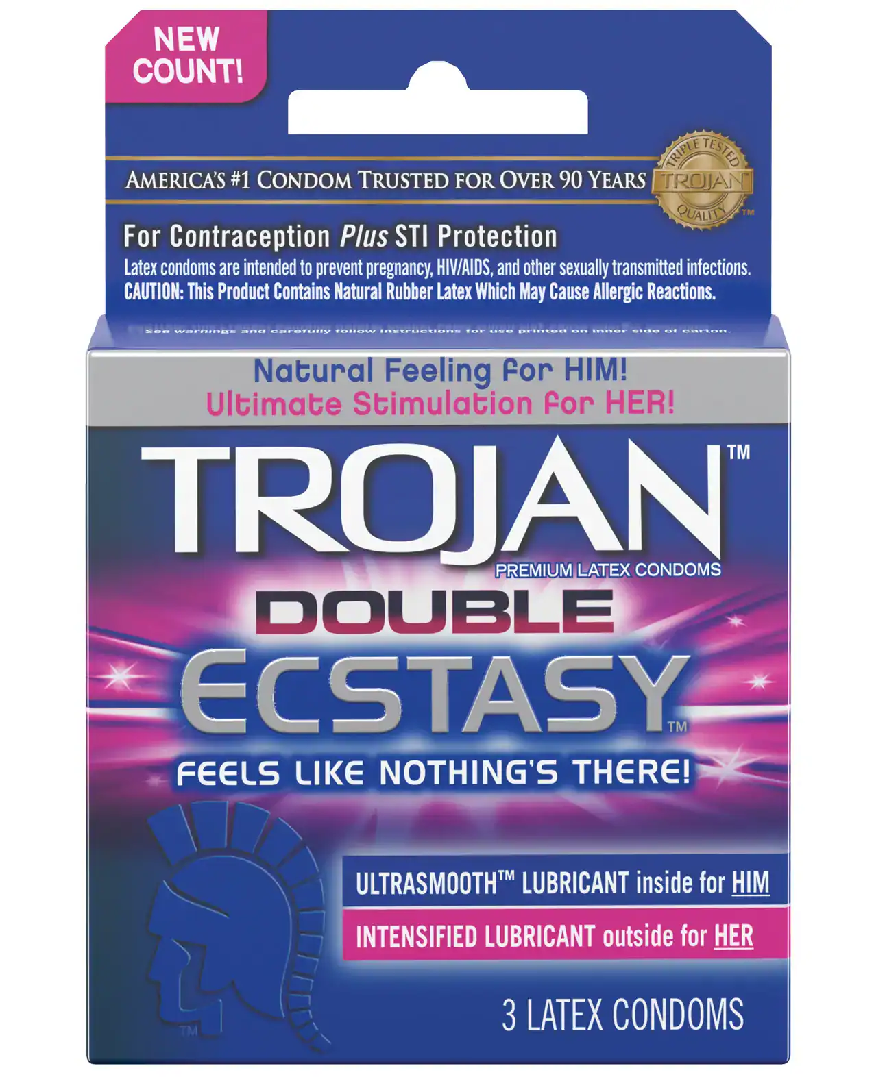 Trojan Double Ecstasy Condom - Box of 3 - Image 2