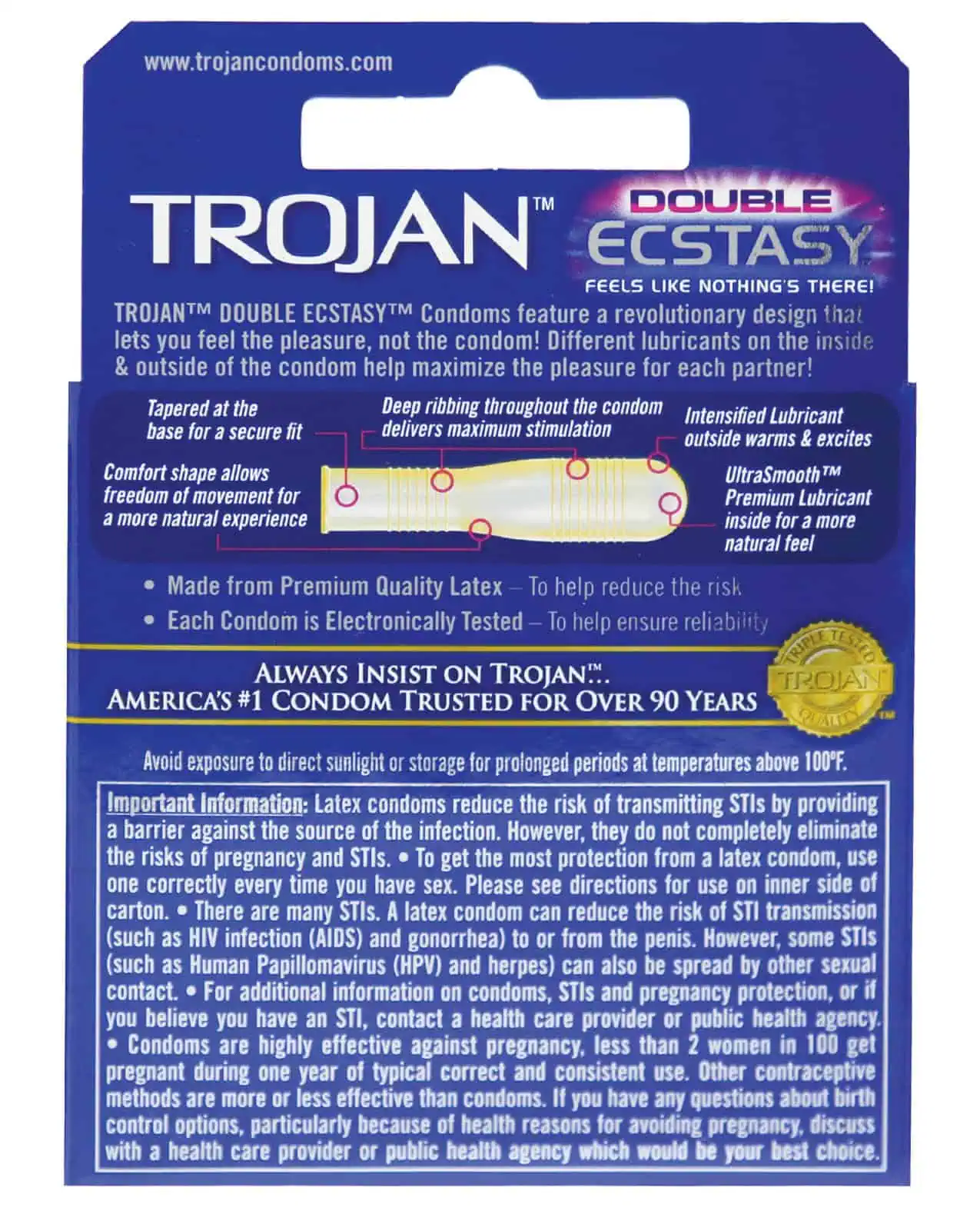 Trojan Double Ecstasy Condom - Box of 3 - Image 3