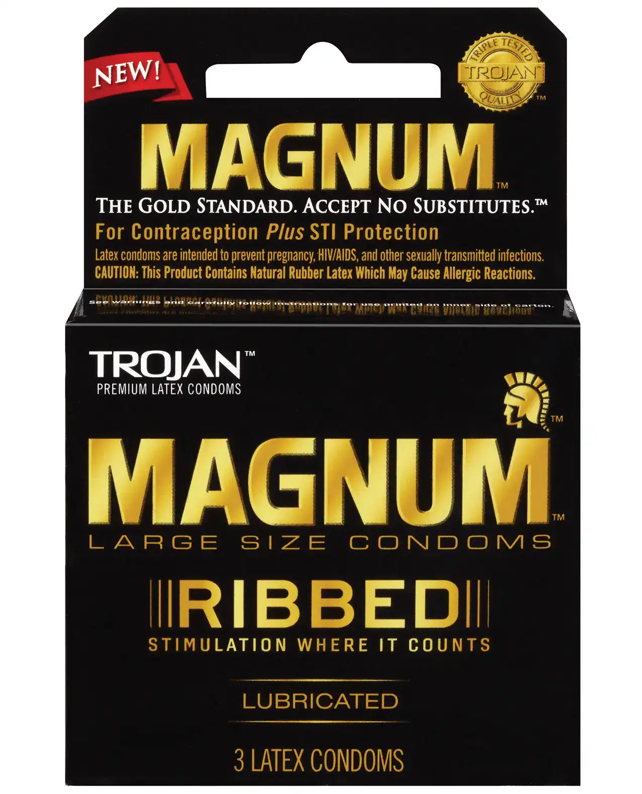 Trojan Magnum Ribbed Condoms - Box of 3 - Image 2