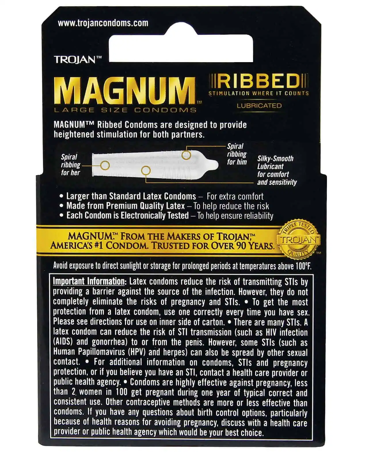Trojan Magnum Ribbed Condoms - Box of 3 - Image 3