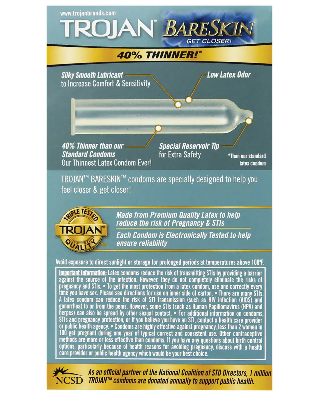 Trojan Bare Skin Condoms - Box of 10 - Image 2