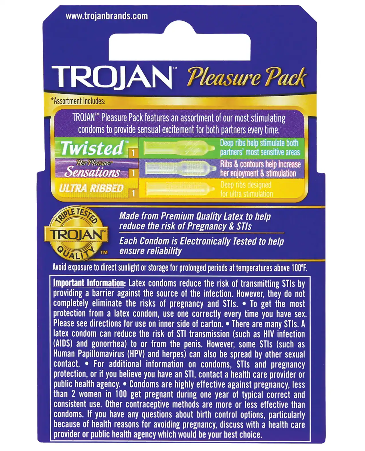 Trojan Pleasure Pack Condoms - Box of 3 - Image 2