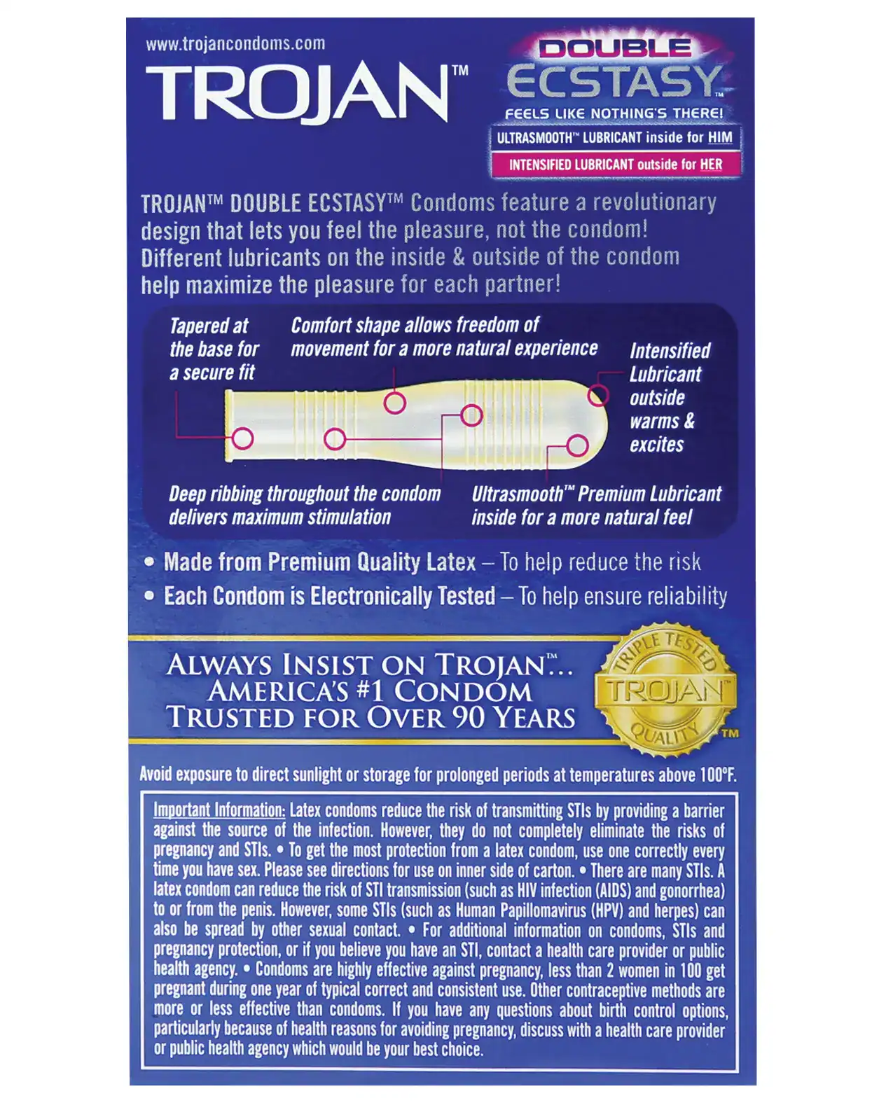 Trojan Double Ecstasy Condoms - Box of 10 - Image 2