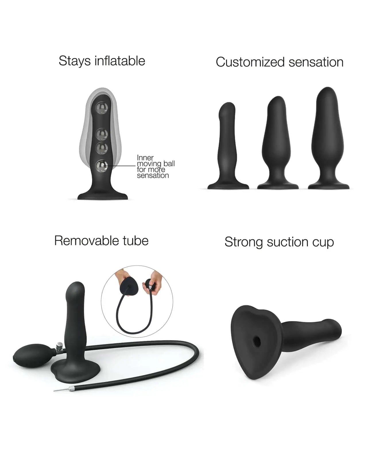 Strap On Me Inflatable Dildo Plug - Black - Image 4