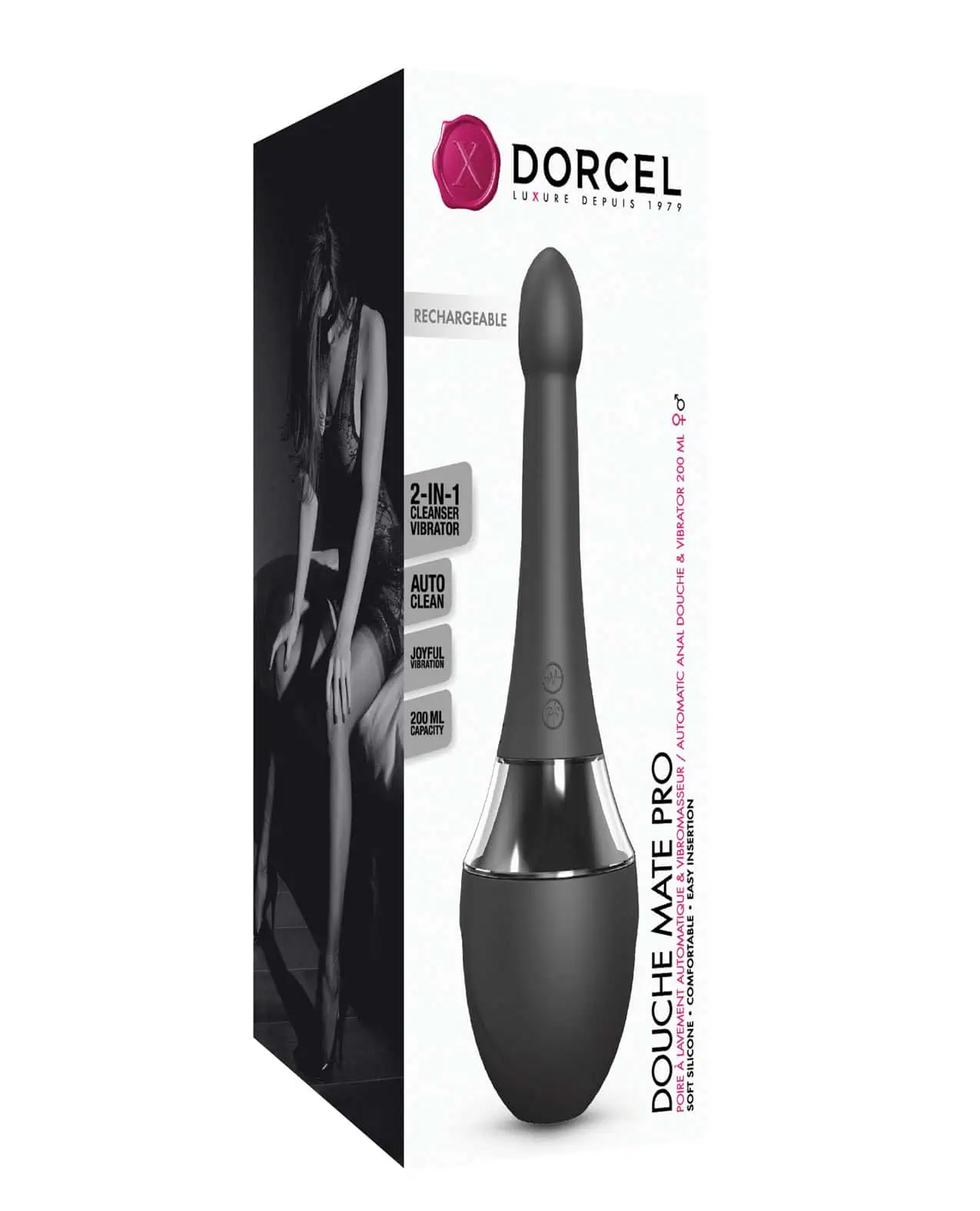 Dorcel Vibrating Douche Mate Pro - Black/Silver - Featured Image